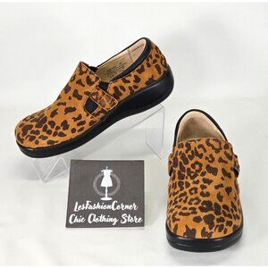 Alegria Women's Leopard Print Suede Kara Clog Shoes Size 6.5 2045